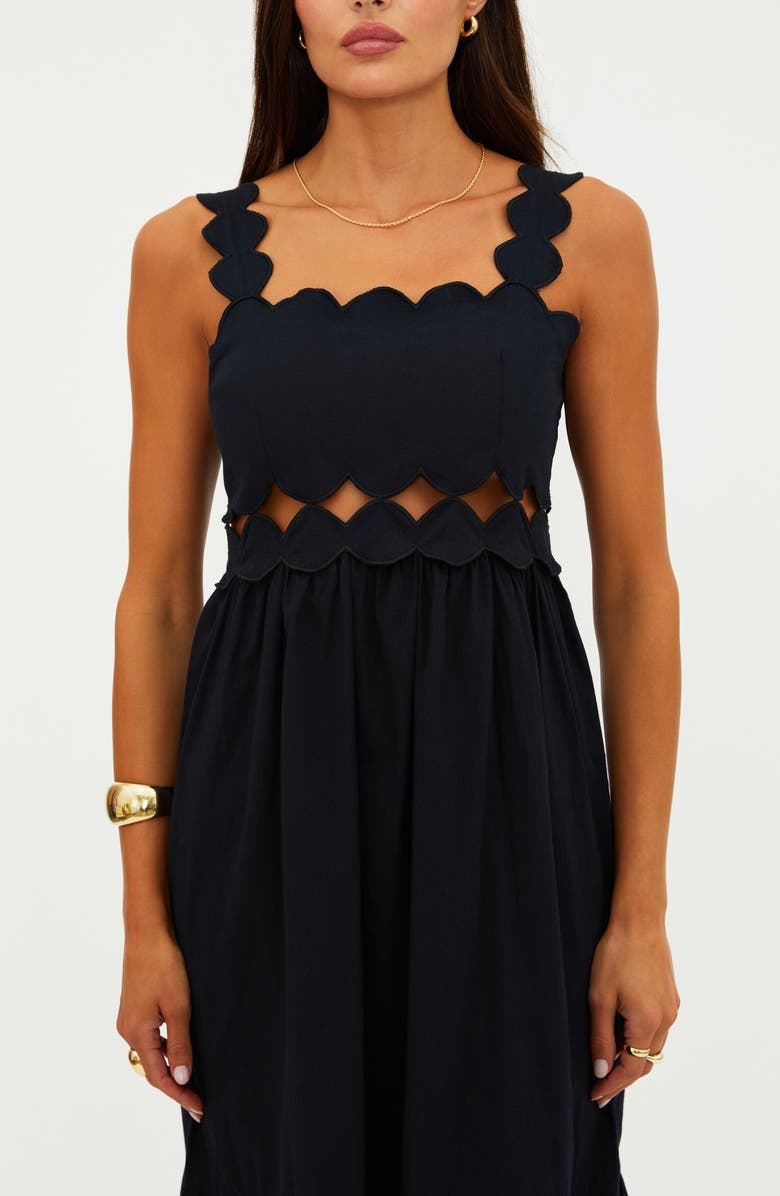 Beach Riot Campbell Scallop Cutout Cotton Cover-Up Sundress, Alternate, color, Black
