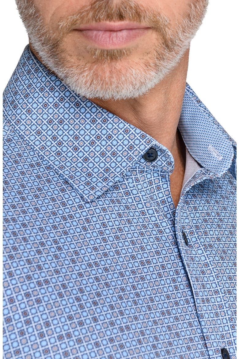 Slim Fit Geo Floral Print Long Sleeve Button Up Shirt, Alternate, color, BROWN/ BLUE