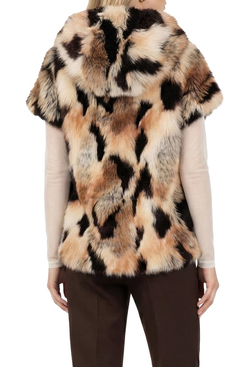 Fur-Free Gold Fox (Faux Fur) Reversible Hooded Vest, Alternate, color, GOLD/BLACK