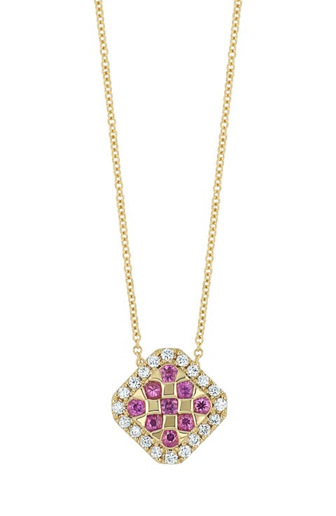 El Mar Diamond & Pink Sapphire Pendant Necklace