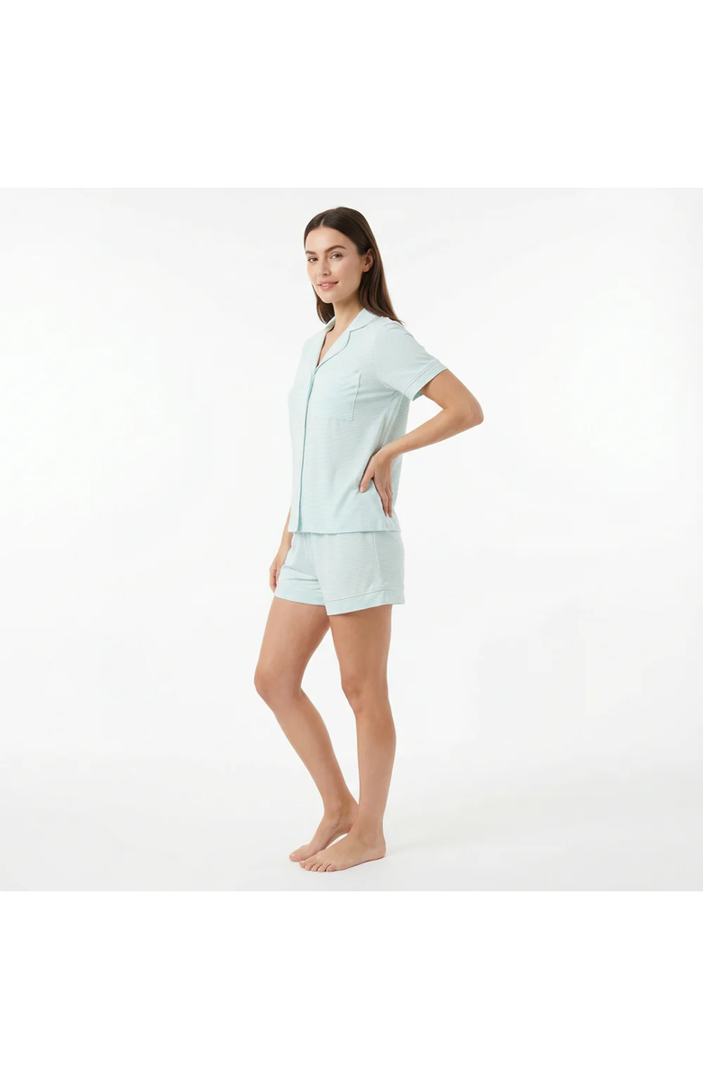 Motette Women's Short Sleeve and Shorts Pajama Set, Alternate, color, Cloud Stripe