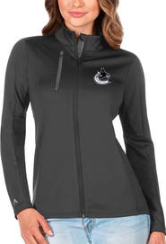 ANTIGUA Women's Antigua Charcoal/Silver Vancouver Canucks Generation Full-Zip Pullover Jacket