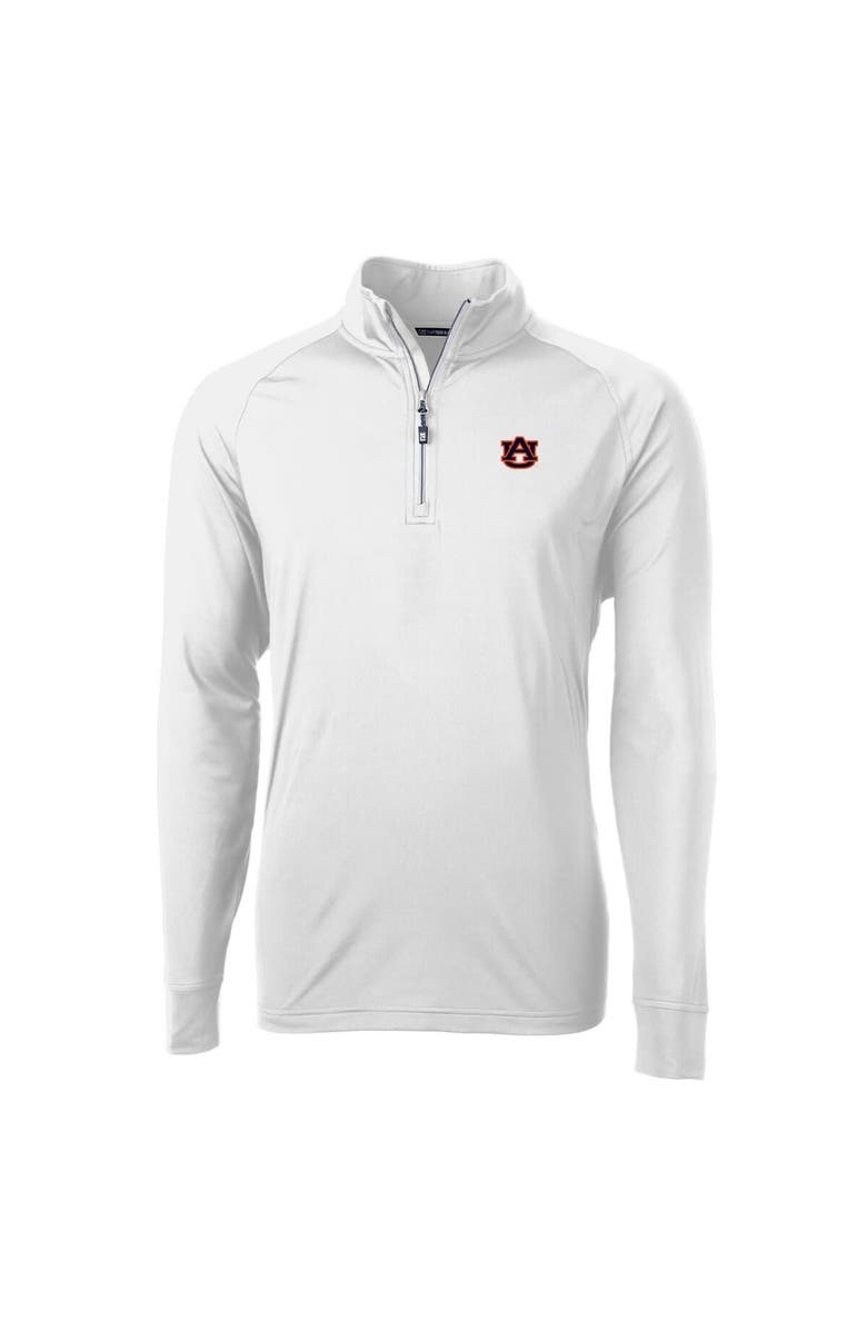 Cutter & Buck Men's Cutter & Buck White Auburn Tigers Adapt Eco Knit Quarter-Zip Pullover Jacket, Main, color, White