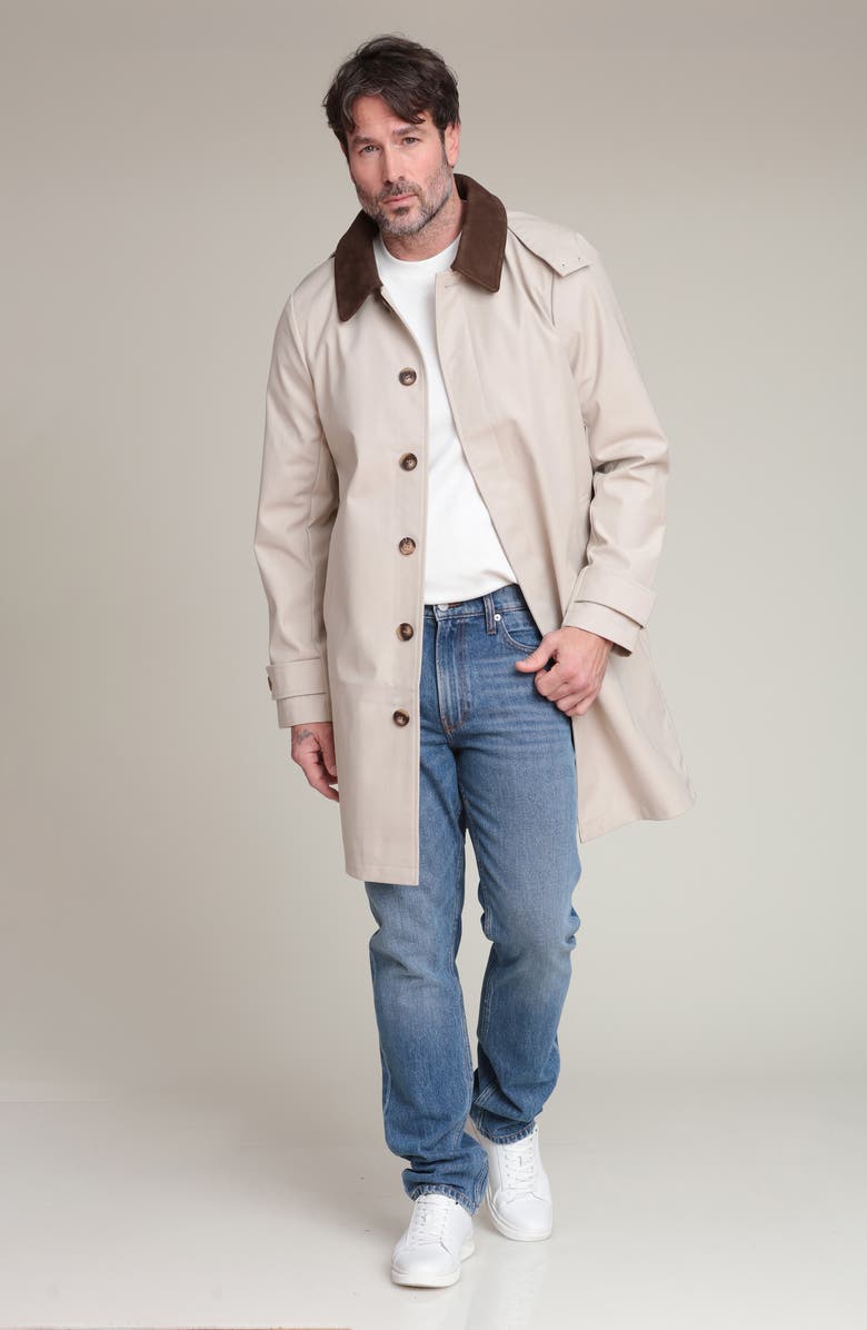 Bagatelle Corduroy Collar Mac Coat with Detachable Hood, Alternate, color, Khaki