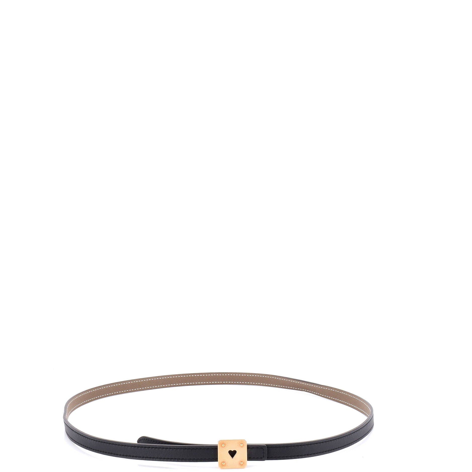 Pre-Owned Hermes As de Coeur Reversible Belt Leather Thin, Alternate, color, Etoupe