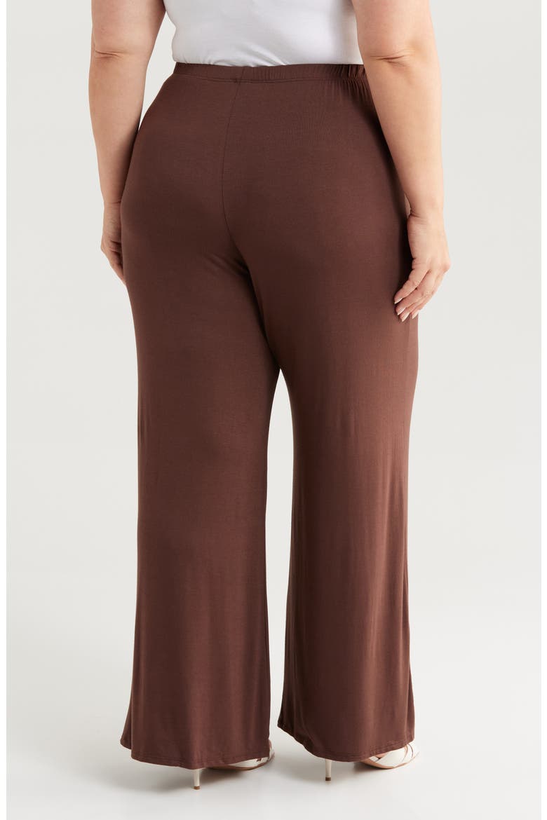 Elastic Waist Stretch Flare Pants, Alternate, color, BROWN