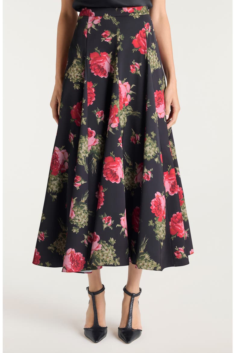 Hilda Floral Godet Skirt, Main, color, OBSIDIAN MULTI