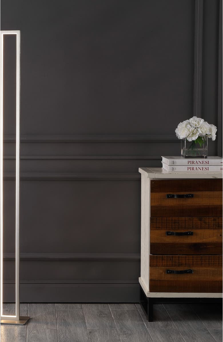 JONATHAN Y Johan 59.5" Modern Minimalist Aluminum Integrated Tower LED Floor Lamp, Nickel, Alternate, color, Nickel