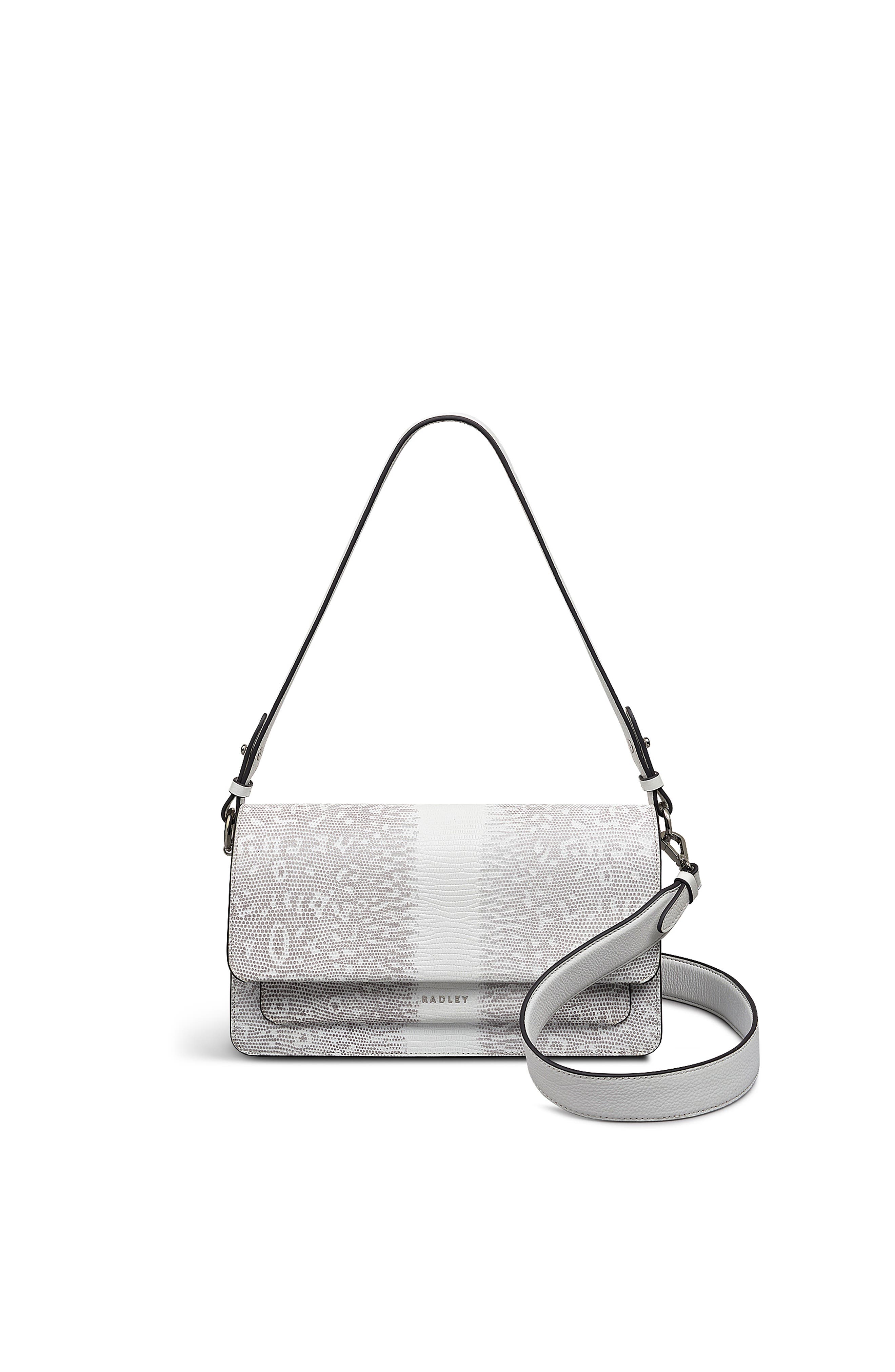 Radley Leather Lane - Faux Lizard Medium Flapover Shoulder Bag, Main, color, Bright White