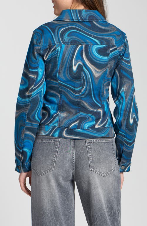 Apny Printed Denim Jacket In Blue