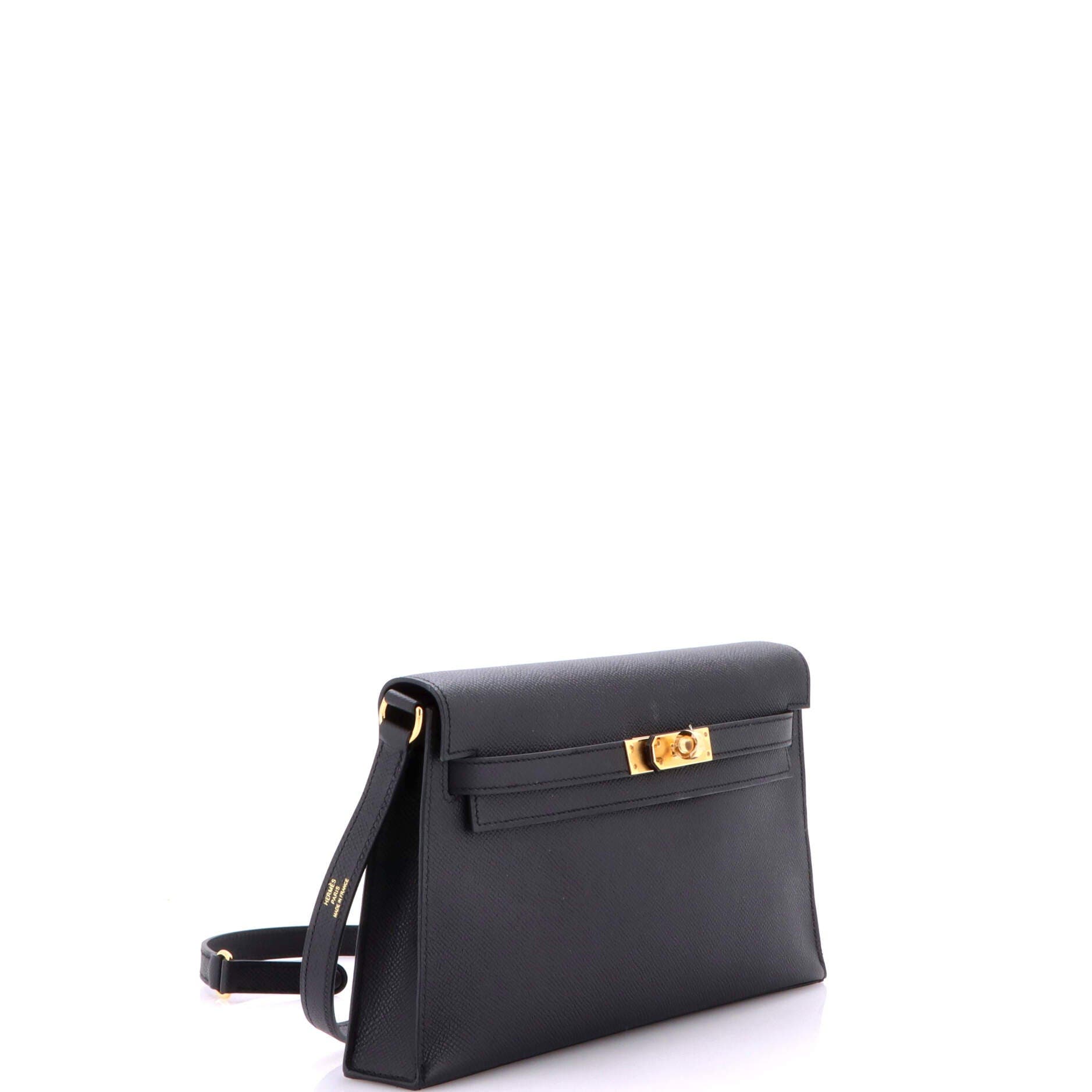 Pre-Owned Hermes Kelly Elan Shoulder Bag Epsom, Alternate, color, Noir