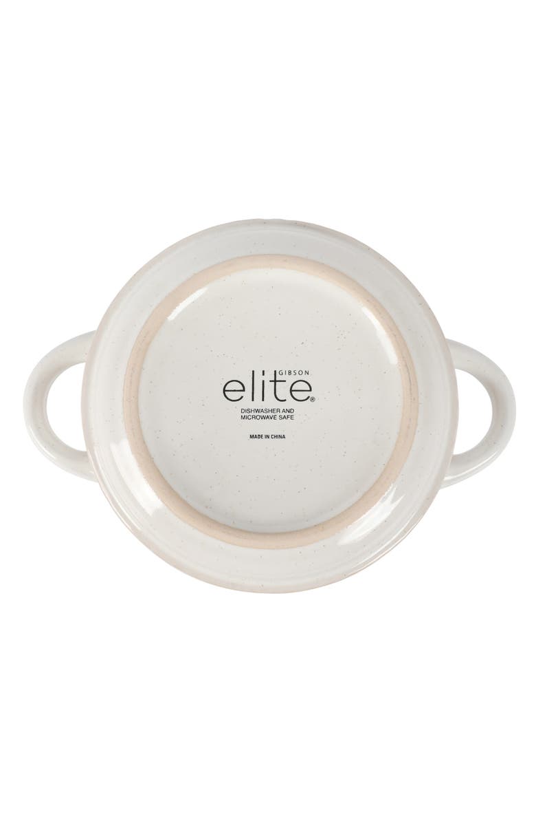 Gibson Elite Earlhart 2 Piece 6 Inch Ribbed Stoneware Soup Bowl Set with Handles, Alternate, color, White