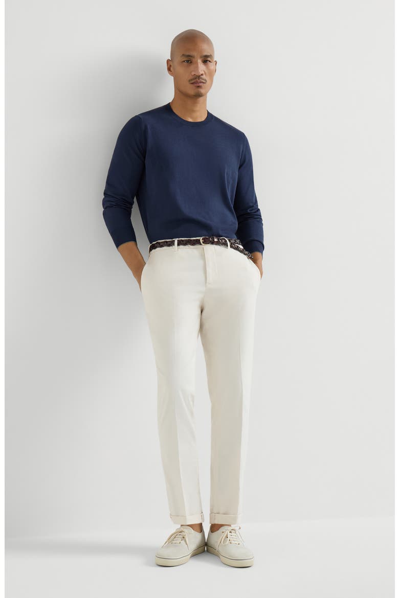 Comfort gabardine trousers, Alternate, color, Off-White