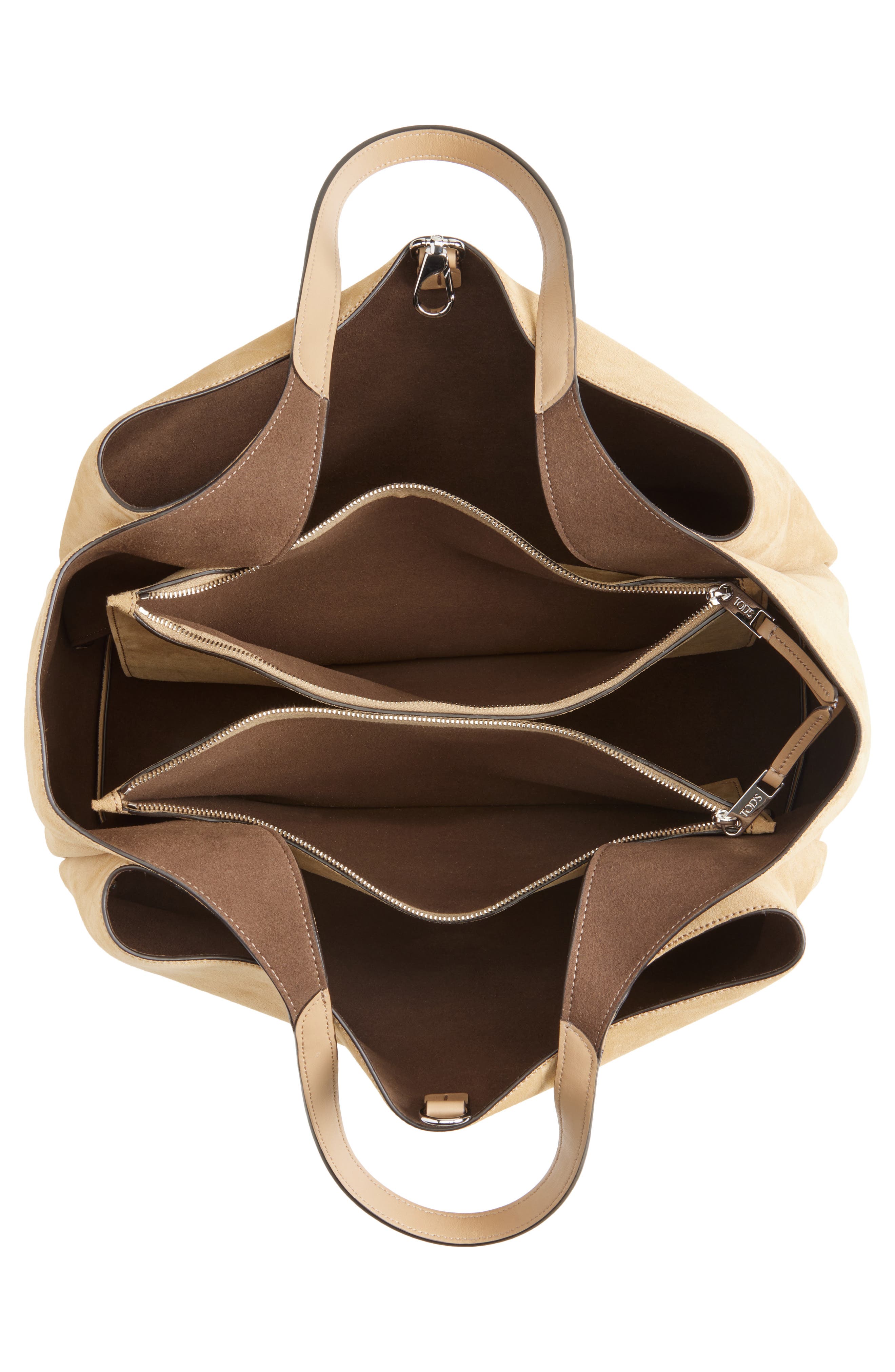 Tod's Medium Apa Suede Tote, Alternate, color, Biscotto/ Ginger