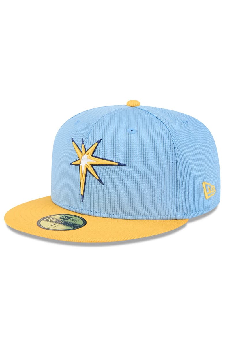 New Era Men's New Era  Light Blue/Gold Tampa Bay Rays 2025 Spring Training 59FIFTY Fitted Hat, Alternate, color, 