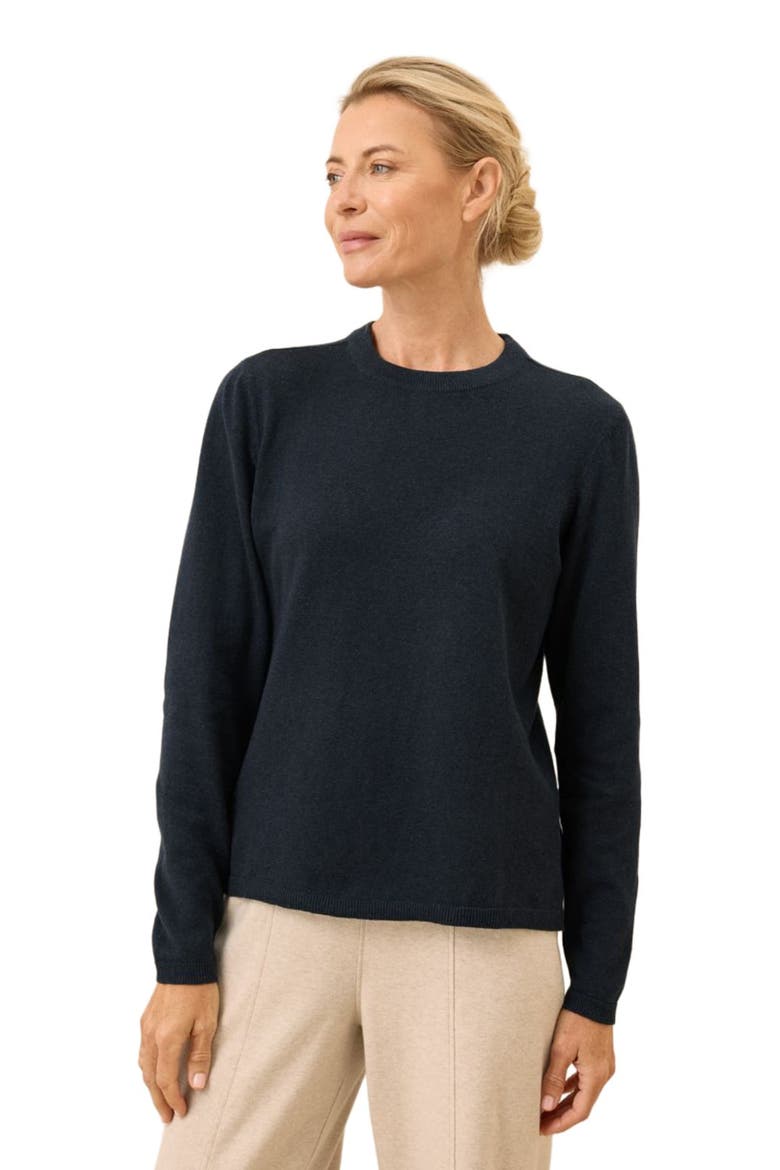 Organic Cotton Classic Fine Knit Crew Sweater, Alternate, color, Midnight Blue Heather
