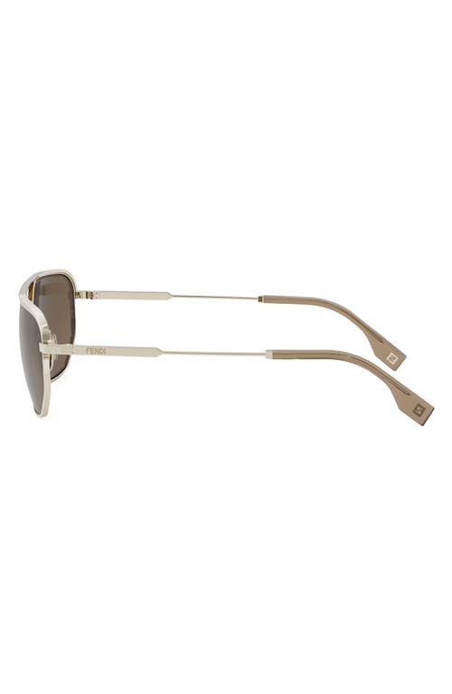 Fendi Travel 61mm Rectangular Sunglasses In Gold/brown