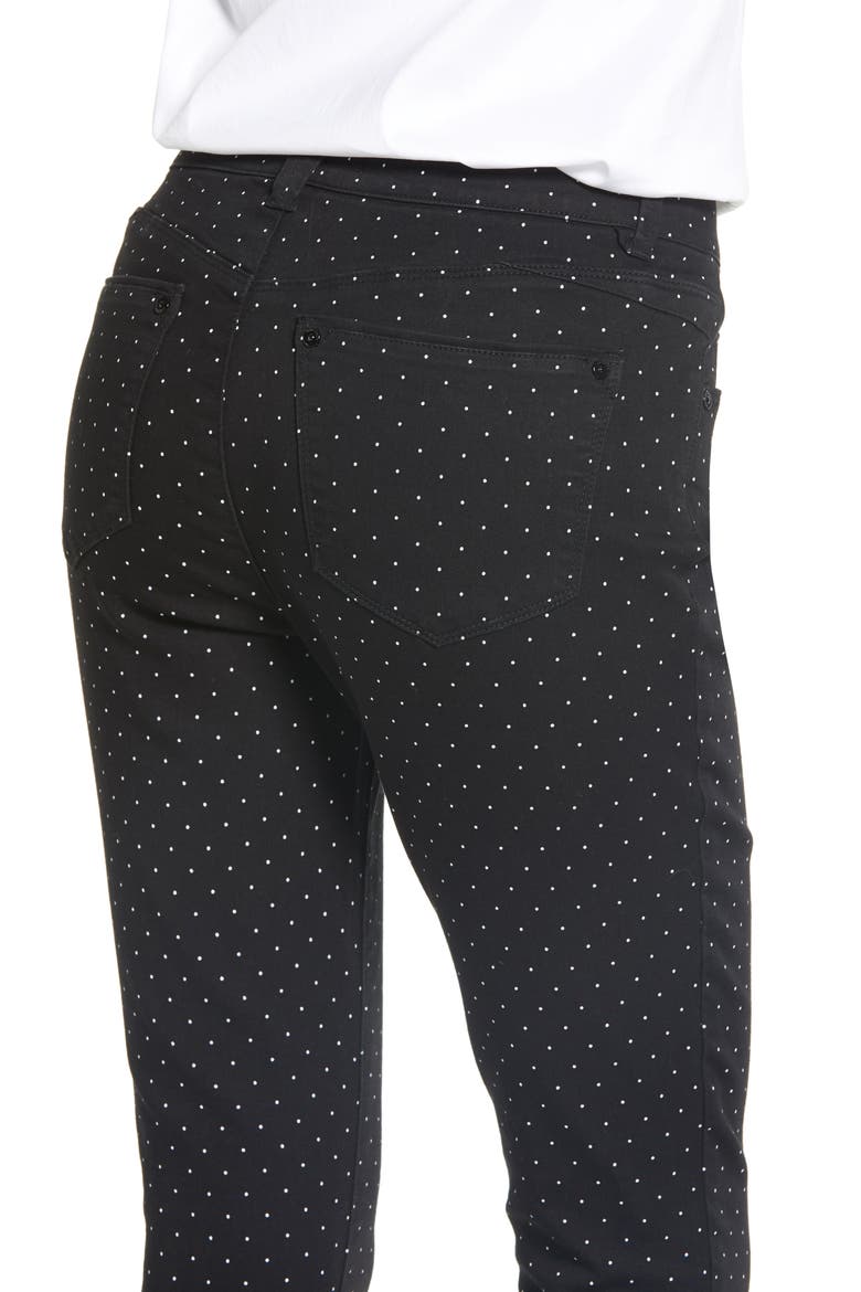 'Ab'Solution High Waist Polka Dot Ankle Skinny Pants (Nordstrom Exclusive), Alternate, color, BK-BLACK