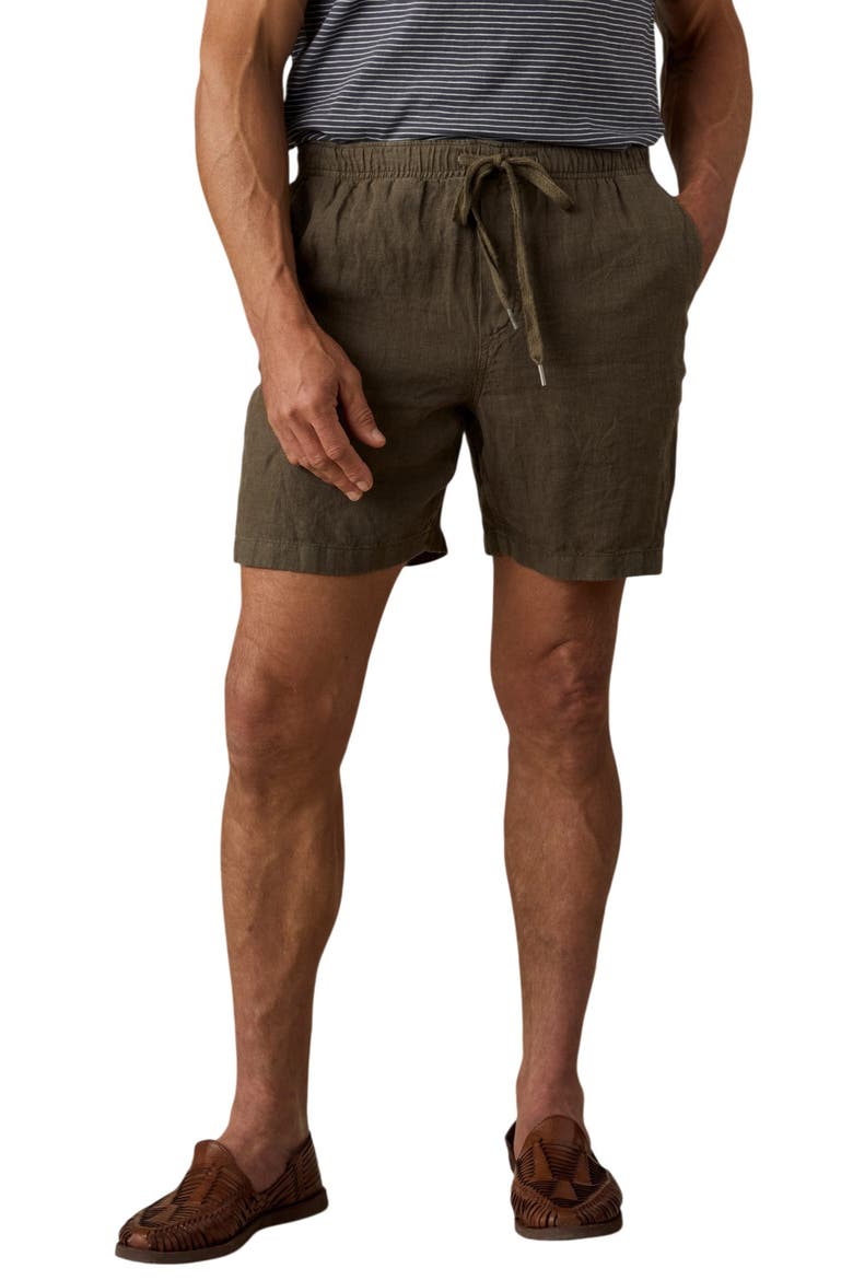 Essential Linen Shorts, Main, color, DARK PALM