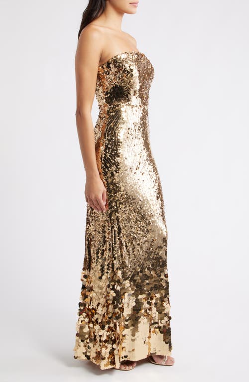 Eliza J Sequin Strapless Gown In Gold
