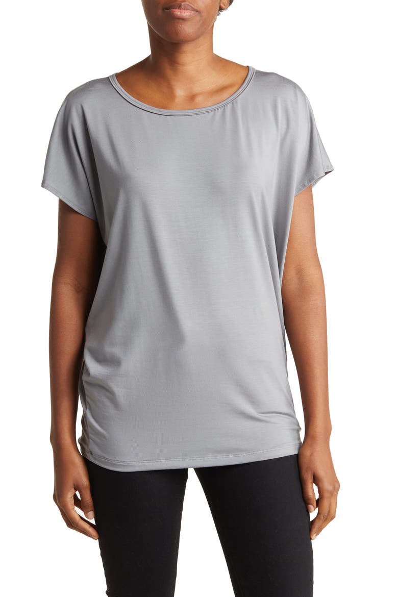 Cap Sleeve Dolman Tee, Main, color, CHARCOAL PRINT 1