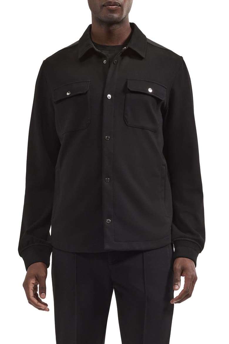 Soft Touch Knit Shirt Jacket, Main, color, BLACK