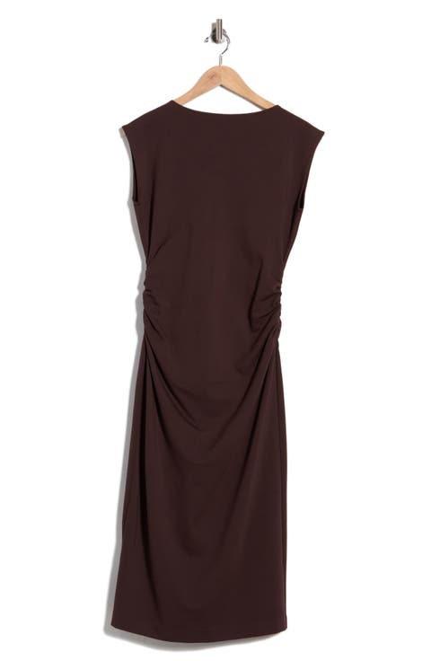 Ruched High Neck Ponte Dress