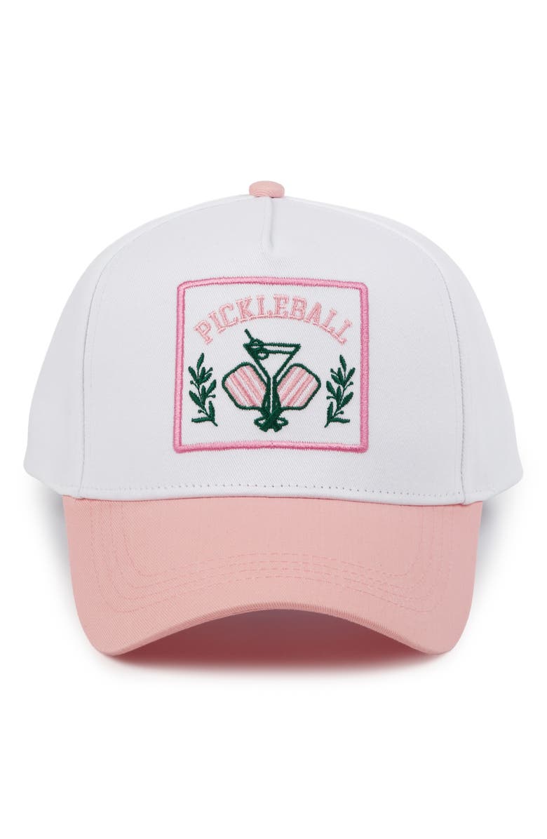 David & Young Pickleball Embroidered Patch Cotton Baseball Cap, Alternate, color, Pink