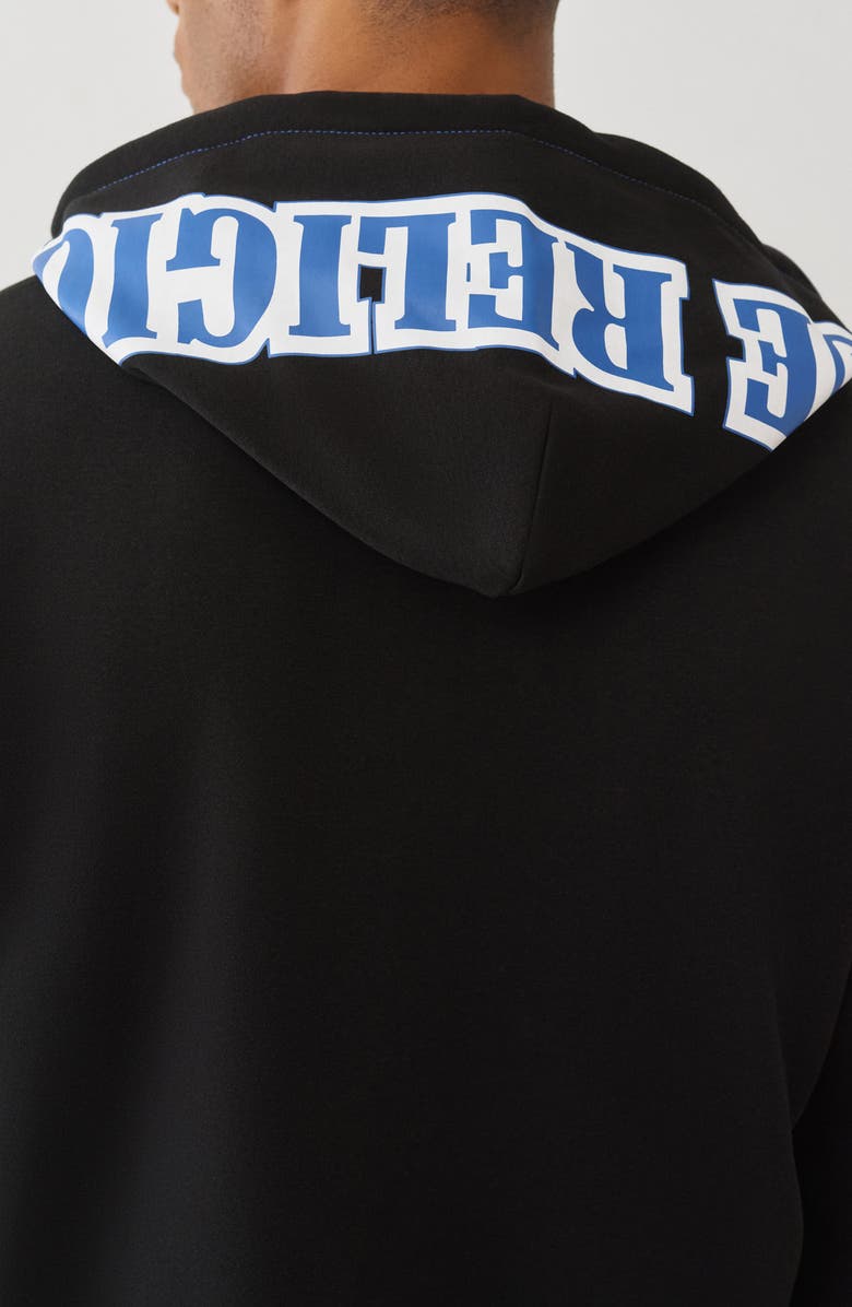 True Religion Buddha Icon Zip Hoodie, Alternate, color, Jet Black