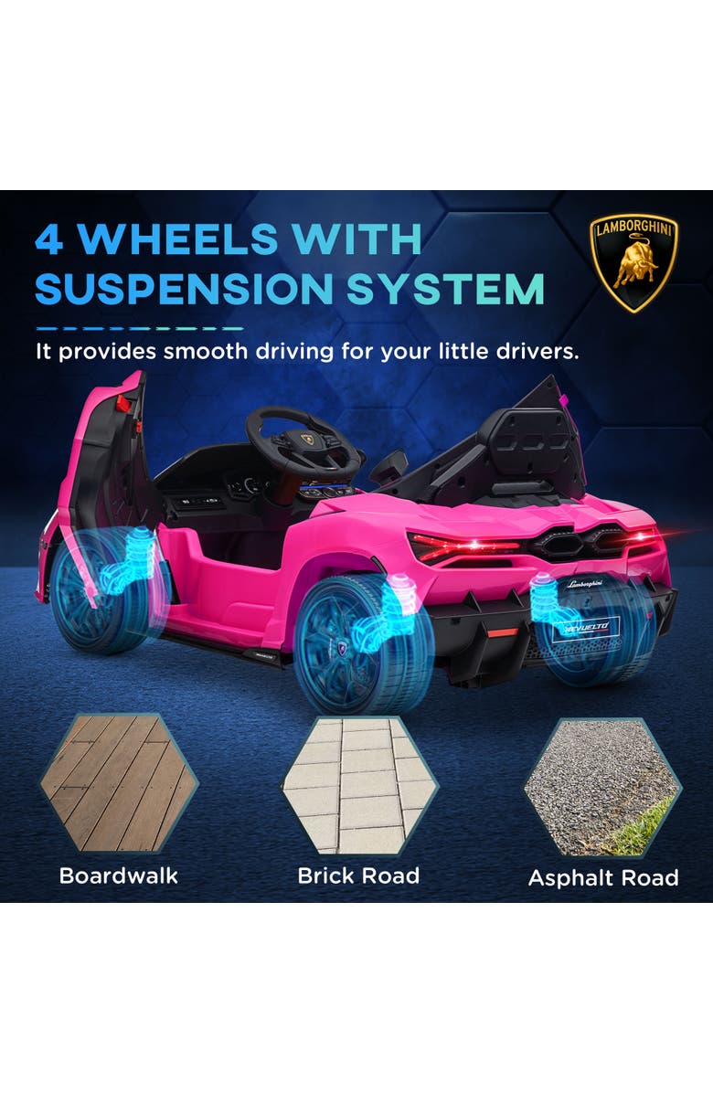 Qaba Lamborghini Revuelto 12V Kids Electric Car with Hydraulic Doors, Remote, Alternate, color, Pink