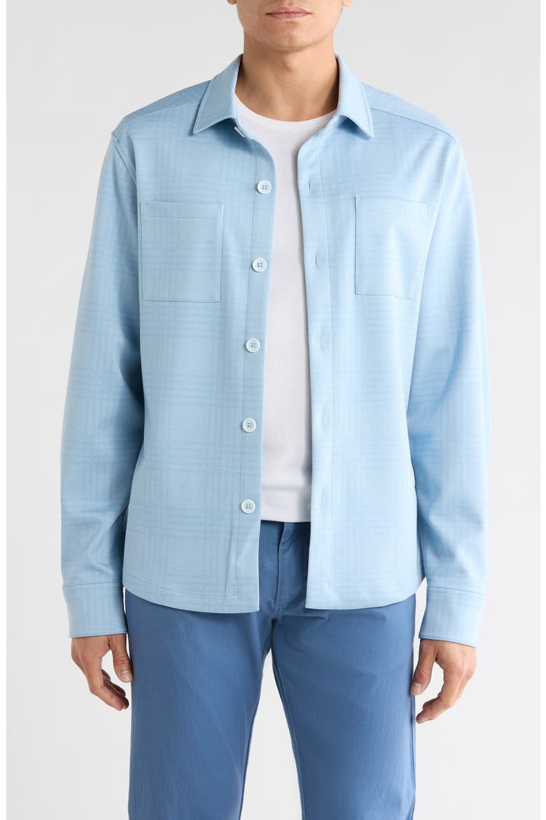 Upton Plaid Double Knit Overshirt, Main, color, POWDER BLUE