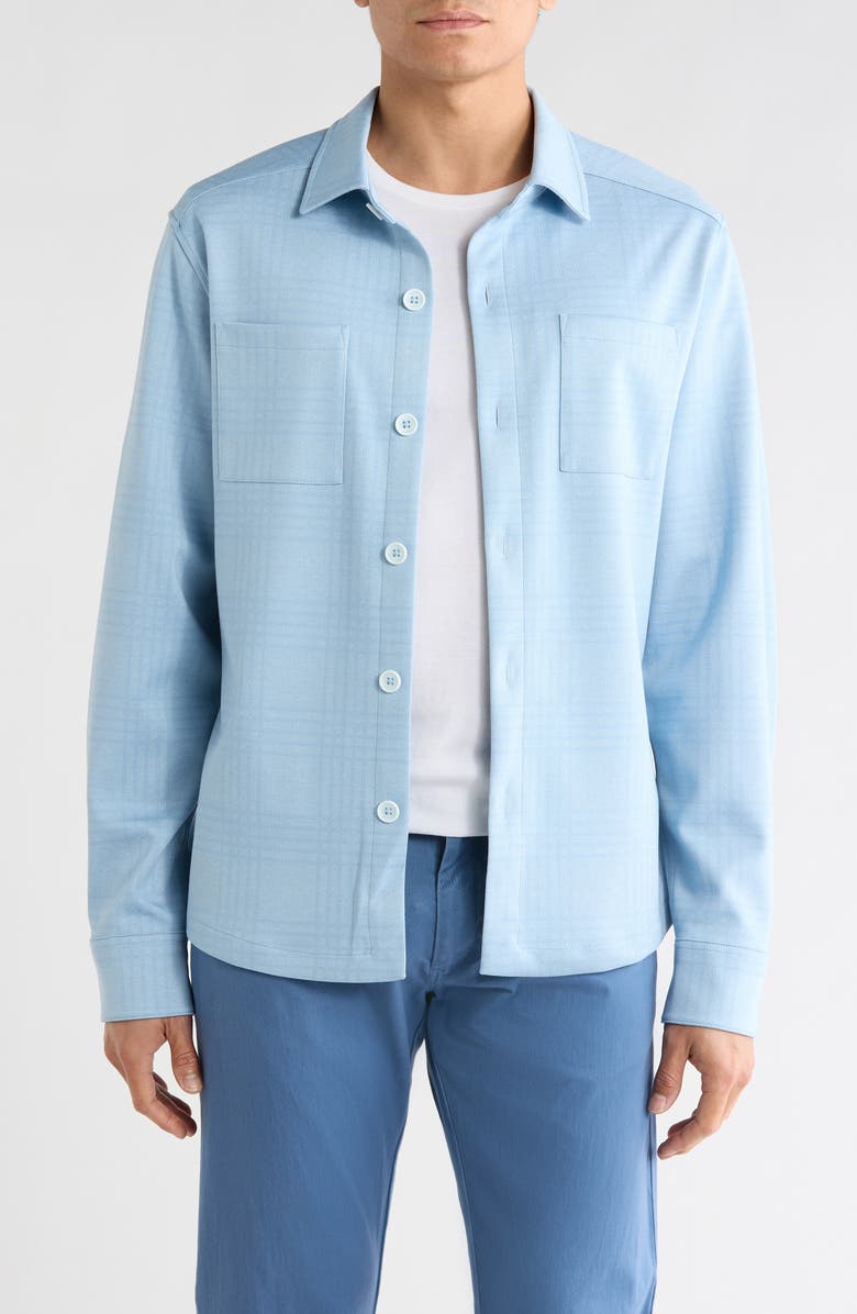 Robert Barakett Upton Plaid Double Knit Overshirt, Main, color, Powder Blue