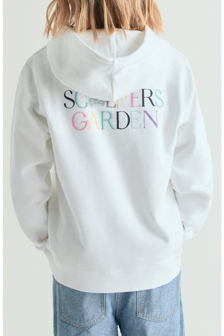 Girl's sweatshirt with garden motif, Alternate, color, White