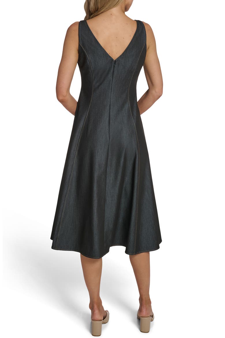 Denim A-Line Midi Dress, Alternate, color, BLUE