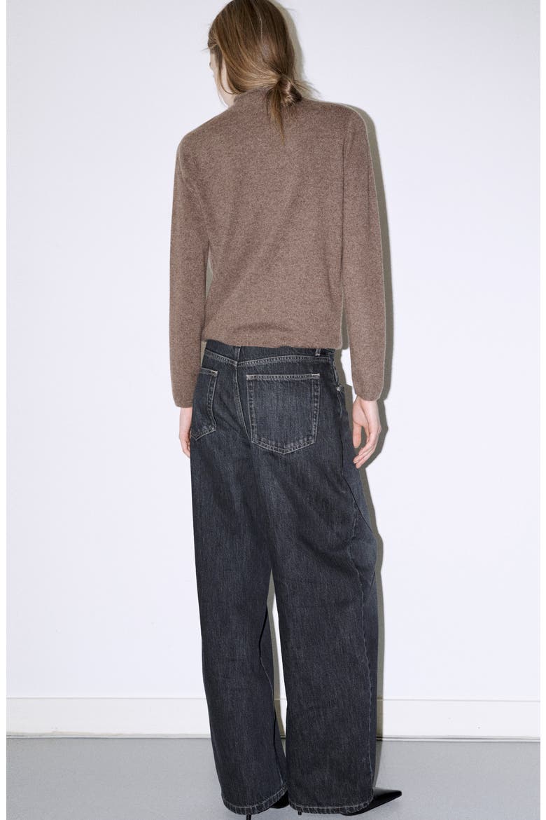 Cashmere Perkins Neck Sweater, Alternate, color, MEDIUM BROWN