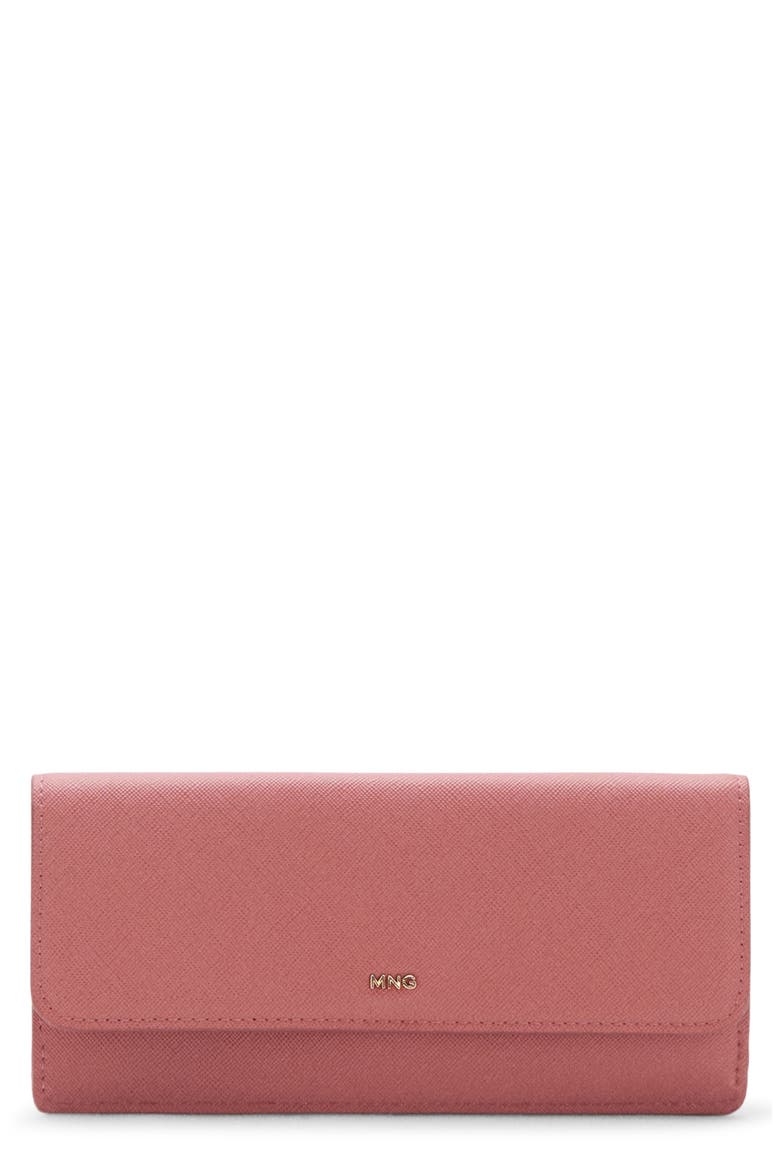 Faux Leather Flap Wallet, Main, color, PINK