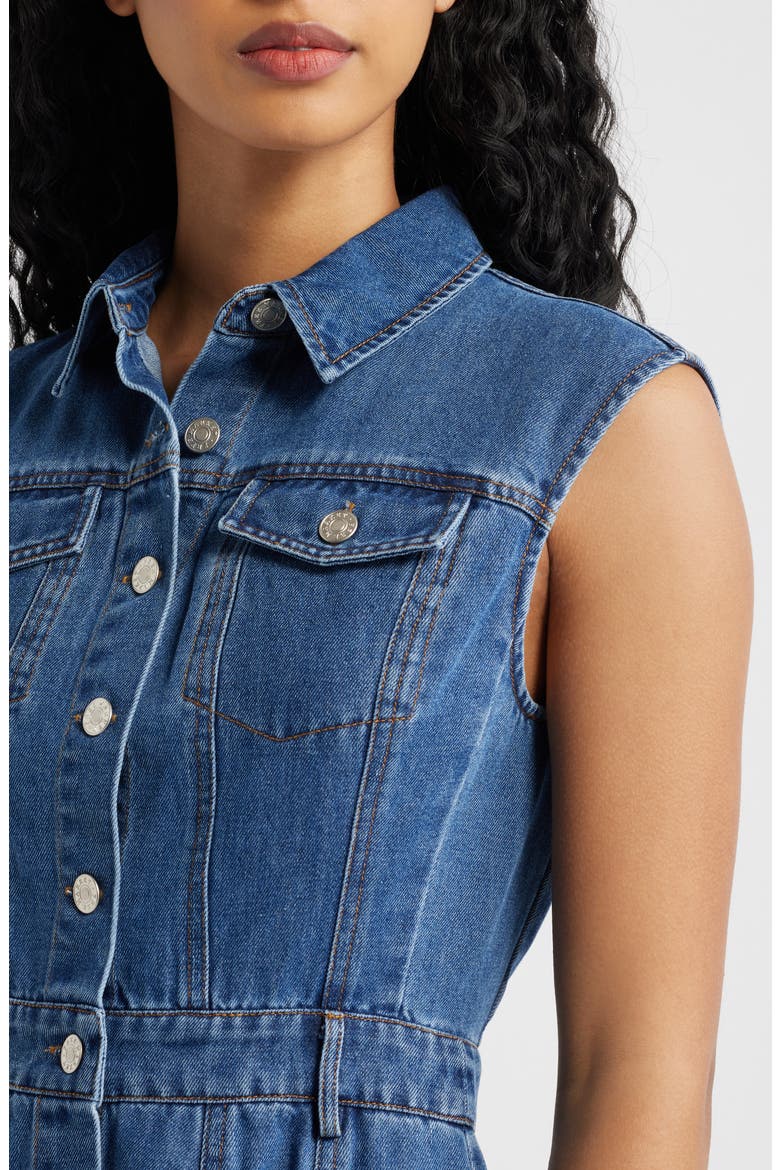 Cotton Blend Denim Mini Shirtdress, Alternate, color, MEDIUM DENIM