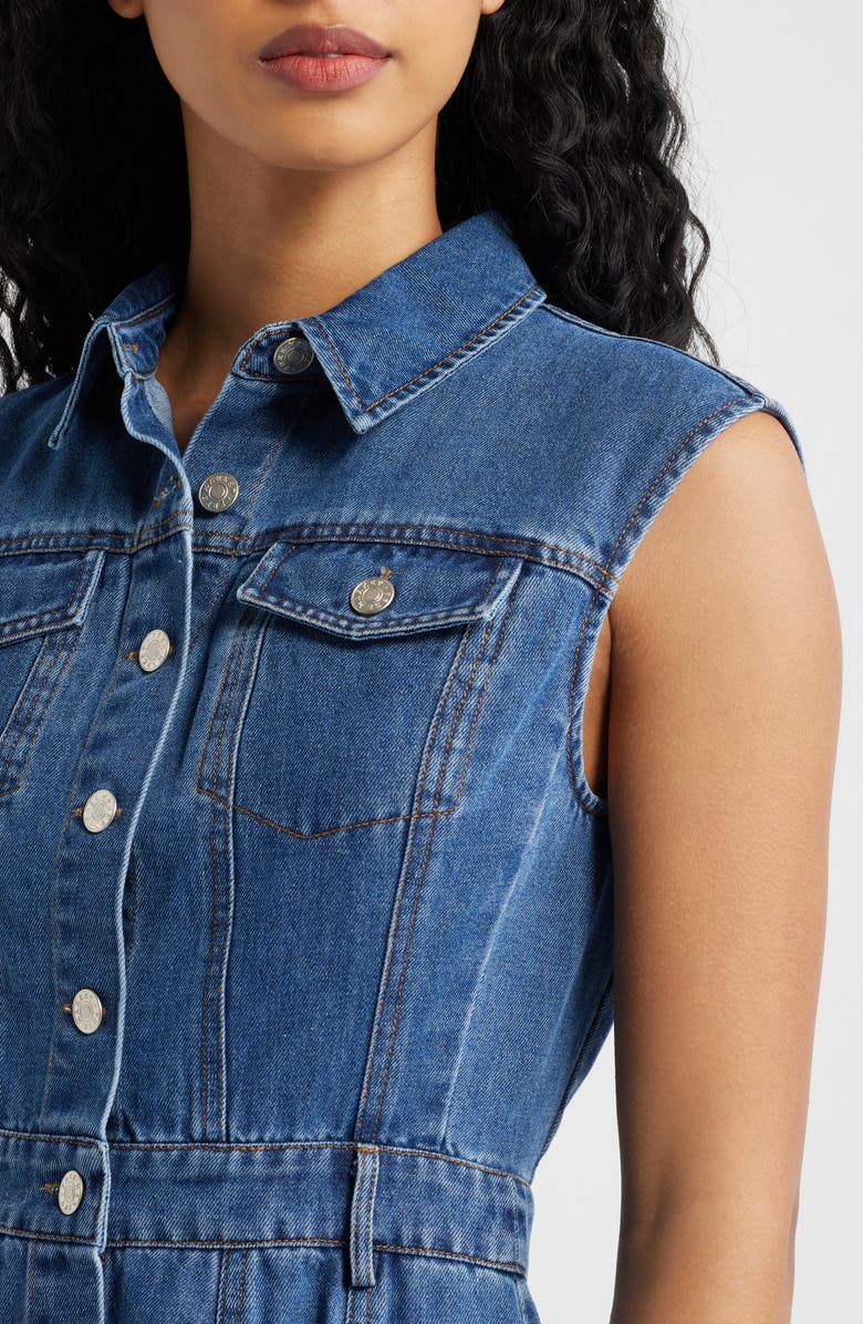 FREEMARKET Cotton Blend Denim Mini Shirtdress, Alternate, color, Medium Denim