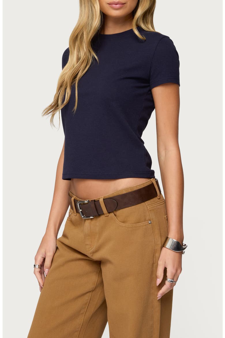 Natalie Stretch Cotton T-Shirt, Alternate, color, NAVY