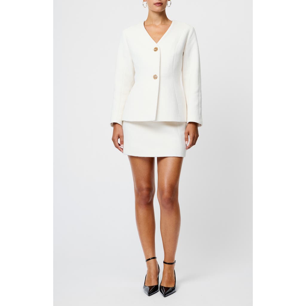 French Connection Boiled Wool Miniskirt In White