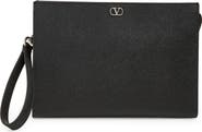 Valentino VLOGO Leather Zip Pouch