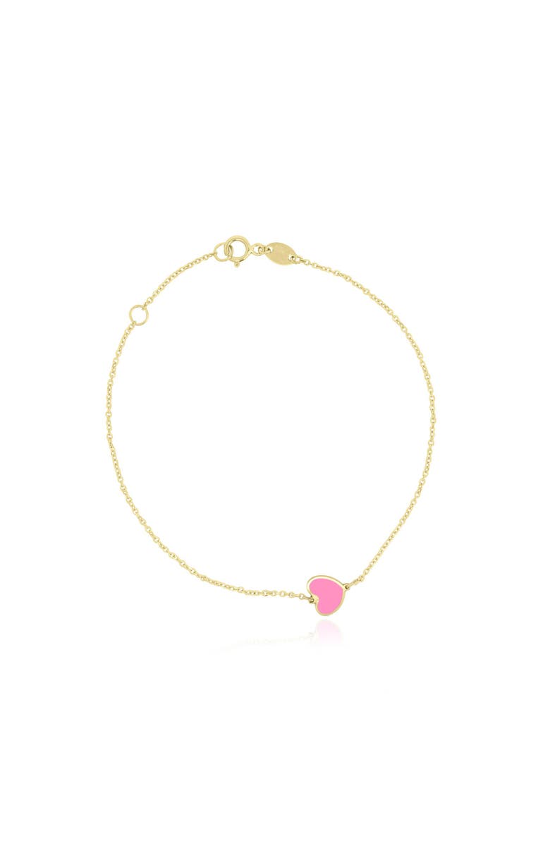 The Lovery Fine Jewelry Mini Bubblegum Pink Single Heart Bracelet, Main, color, Bubblegum Pink