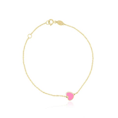 Mini Bubblegum Pink Single Heart Bracelet