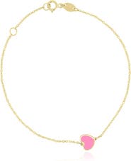 The Lovery Fine Jewelry Mini Bubblegum Pink Single Heart Bracelet