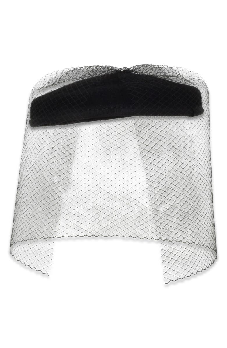 Gigi Burris Millinery Lorna Hat with Veil, Main, color, Black