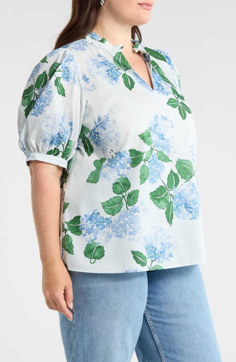 SUGARLIPS Terri Floral Puff Sleeve Top, Alternate, color, Blue-Green-Mul