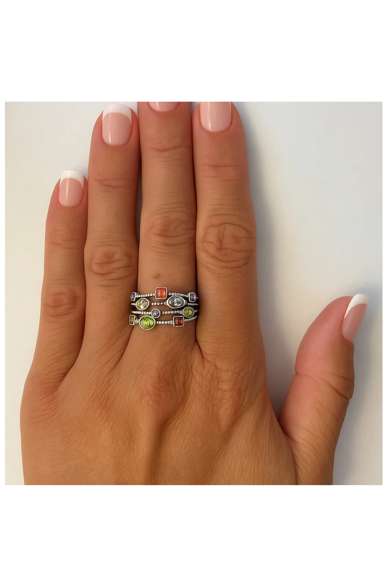 Multicolor Ring, Alternate, color, Silver