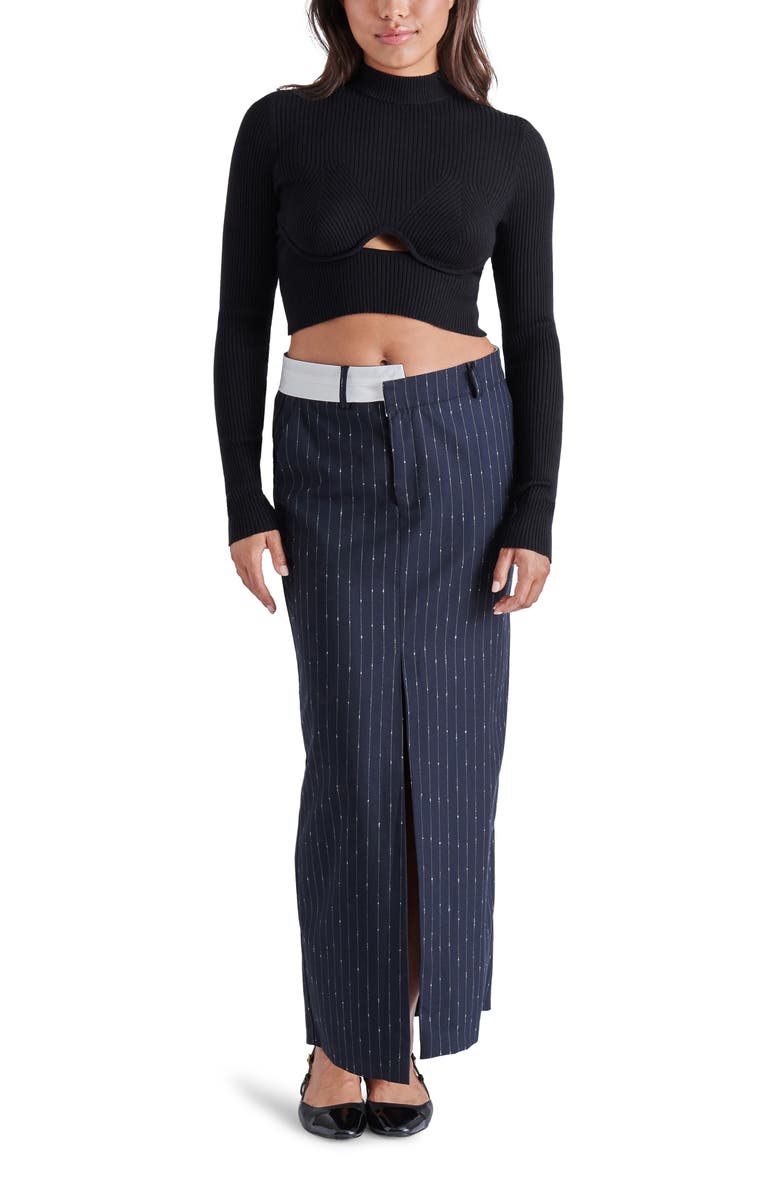 Steve Madden Ollie Cutout Ribbed Crop Sweater, Alternate, color, 