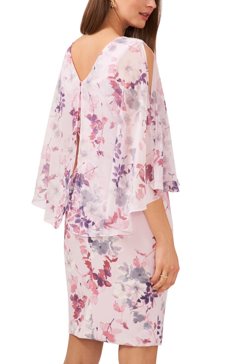 Notch Neck Floral Overlay Sheath Minidress, Alternate, color, LILAC/PURPLE