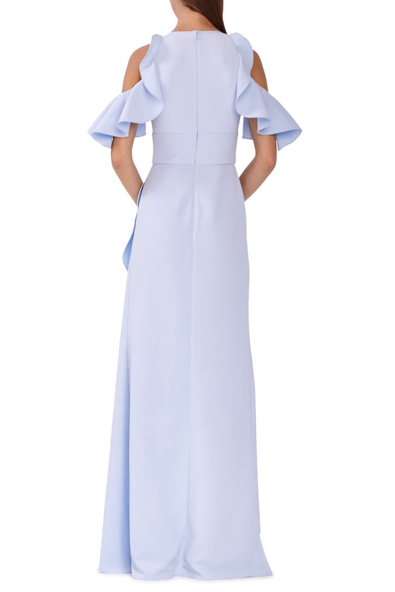 Ruffle Cold Shoulder Gown, Alternate, color, DAWN BLUE